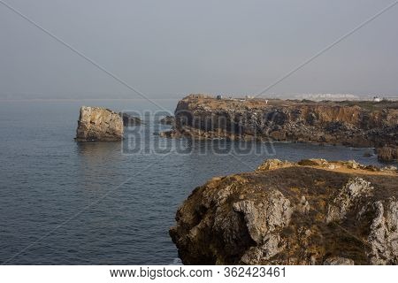 Papoa Cliffs And Sea In Peniche. Portugal