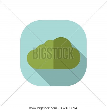 Green Bush Vector Flat Design Very Simple Blue Background
