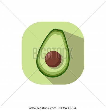 Avocado Cut In Hafl Vector Flat Design Simple