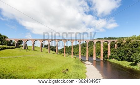 Leaderfoot Viaduct.  Leaderfoot Viaduct Is A Railway Viaduct Over The River Tweed In The Scottish Bo