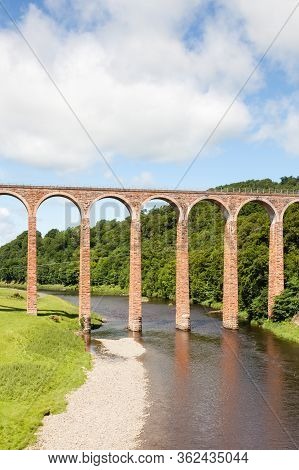 Leaderfoot Viaduct.  Leaderfoot Viaduct Is A Railway Viaduct Over The River Tweed In The Scottish Bo