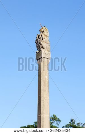 Melrose Mercat Cross.  A Close Up Picture Of The Mercat (market) Cross In Melrose Town Centre In The