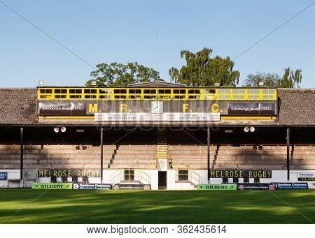 Melrose, Scotland - June 17:  The View Across The Pitch Of Melrose Rugby Union Club In Melrose, Scot
