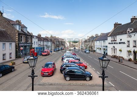 Lauder, Scotland - June 18:  The View Along Lauder High Street On June 18, 2018.  Lauder Is A Small 