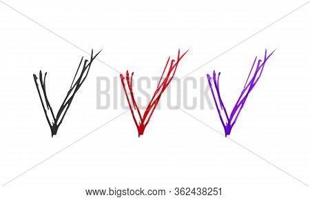 Check Mark Sings Vector Hand Drawn. Ballpoint Pen Drawing. Sketch Check Mark. Stock - Vector Illustr