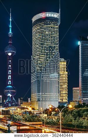 Shanghai-may 24, 2015. Oriental Pearl Tower On  Blue Sky Background. Tower  470 Meter The Oriental P