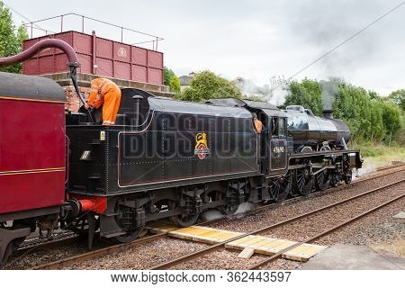 Appleby, England - August 27:  Steam Train 45690, Leander, Takes On Water At Appleby In Cumbria, Eng