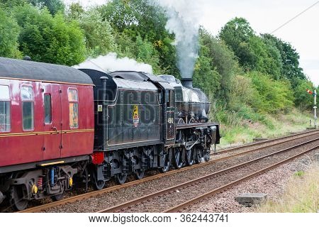 Appleby, England - August 27:  Steam Train 45690, Leander Departs Appleby In Cumbria, England On Aug