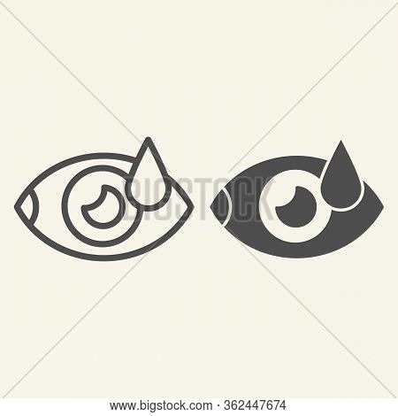 Eye With Water Drop Line And Solid Icon. Human Vision Outline Style Pictogram On White Background. D