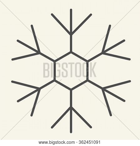 Snowflake Thin Line Icon. Ice Crystal Flake Of Snow With Sixfold Symmetry Outline Style Pictogram On