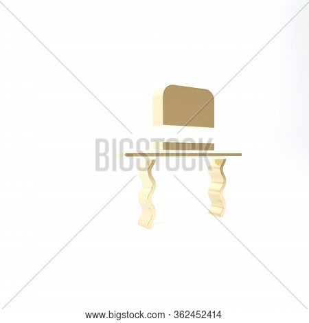 Gold Orthodox Jewish Hat With Sidelocks Icon Isolated On White Background. Jewish Men In The Traditi