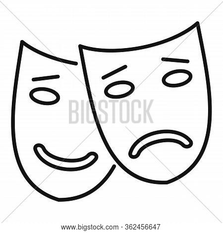 Bipolar Disorder Mask Icon. Outline Bipolar Disorder Mask Vector Icon For Web Design Isolated On Whi