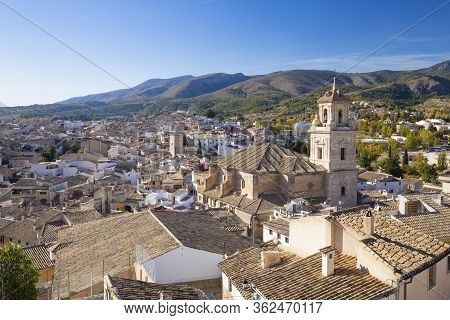 Caravaca, Spain - November 17, 2017: Panorama Of The City Of Caravaca De La Cruz With Many Houses Wi