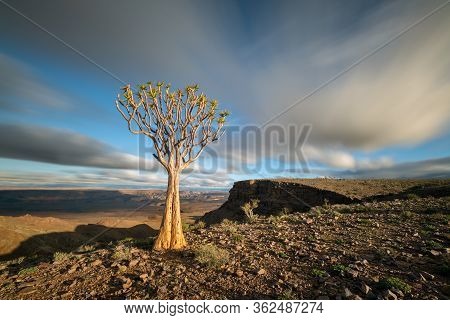 A Dramatic Sunset Landscape Taken On Top Of The Arid And Stark Fish River Canyon, Namibia, With An A