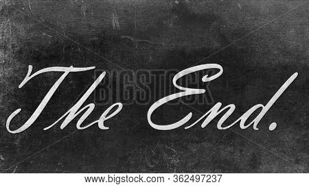 The End textured monochrome text 
