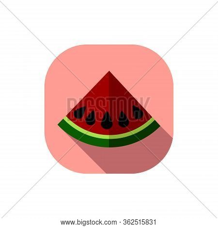 Slice Of Watermelon Vector Flat Design Red Background