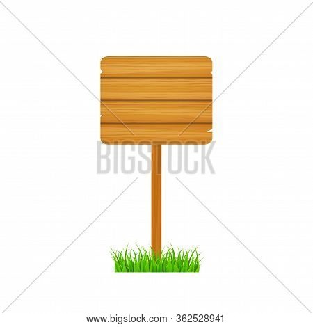 Wood Sign In Vintage Style. Wooden Signpost. Banner Design. Vector Stock Illustration.