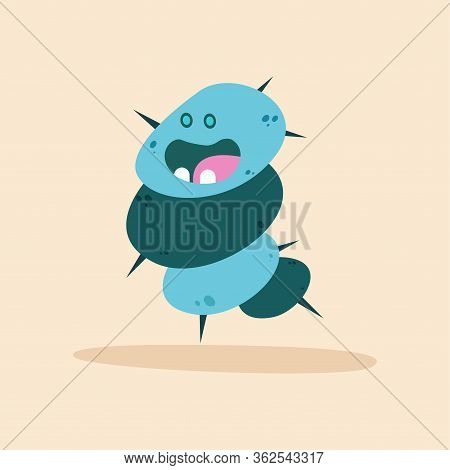 Happpy Virus Cartoon Over A Colored Background - Vector