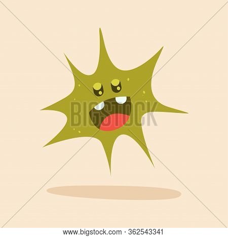 Happpy Virus Cartoon Over A Colored Background - Vector