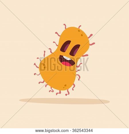 Happpy Virus Cartoon Over A Colored Background - Vector
