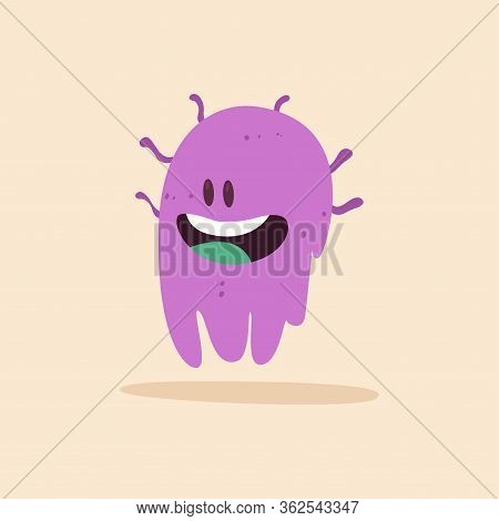 Happpy Virus Cartoon Over A Colored Background - Vector