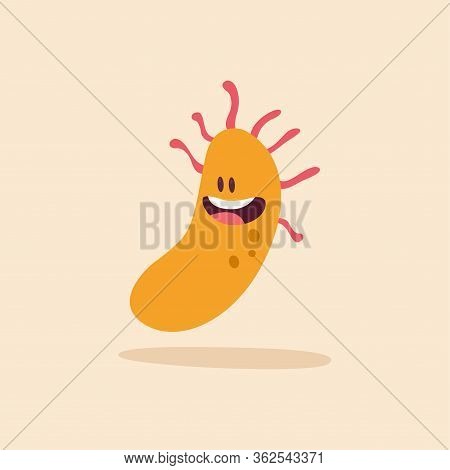 Happpy Virus Cartoon Over A Colored Background - Vector