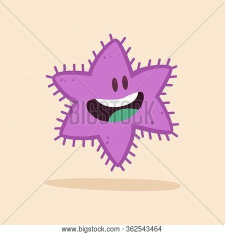 Happpy Virus Cartoon Over A Colored Background - Vector