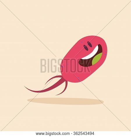 Happpy Virus Cartoon Over A Colored Background - Vector