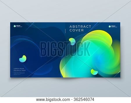 Dark Square Liquid Abstract Cover Background Design. Fluid Dynamic Element For Modern Brochure, Bann