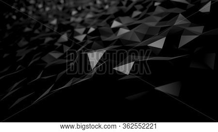 Abstract Background Black Dark Low Poly Triangles . Geometric Shapes Technical Science Wallpaper , G