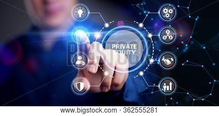 Business, Technology, Internet And Network Concept. Young Businessman Shows The Word On The Virtual 