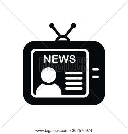 Black Solid Icon For News Broadcast Newsreader Tv Television