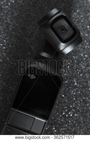 Salerno, Italy - April 22, 2020: Osmo Pocket Is The Smallest 3-axis Stabilized Handheld Camera Dji H