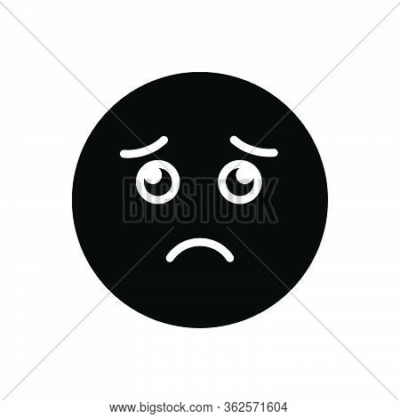 Black Solid Icon For Sad Dispirited Indifferent Disinterested