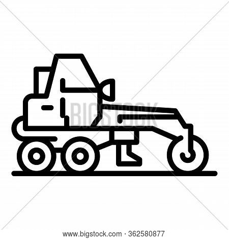 Grader Machine Truck Icon. Outline Grader Machine Truck Vector Icon For Web Design Isolated On White