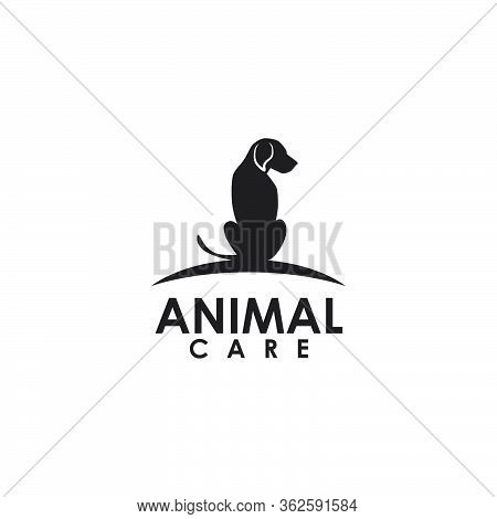 Black Sitting Dog Logo Design Vector Template