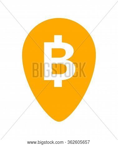 Currency Money Icon In Pin Point Symbol, Thb Coin Thailand For Flat Icon Style, Thai Token Money Bah