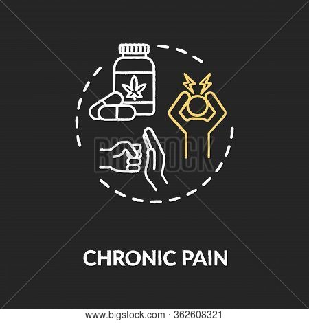 Chronic Pain Chalk Rgb Color Concept Icon. Medical Cannabis, Mmj Use, Hemp Medicine Idea. Marijuana 