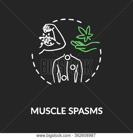 Muscle Spasms Chalk Rgb Color Concept Icon. Medical Marijuana, Good Mmj Side Effect Idea. Cannabis F