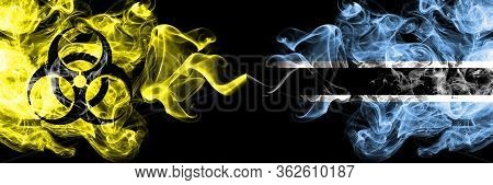 Quarantine In Botswana, Botswanan. Coronavirus Covid-19 Lockdown. Smoky Mystic Flag Of Botswana, Bot