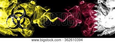 Quarantine In Qatar, Qatari. Coronavirus Covid-19 Lockdown. Smoky Mystic Flag Of Qatar, Qatari With 