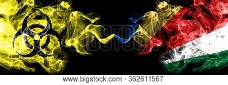Quarantine In Seychelles, Seychelloise. Coronavirus Covid-19 Lockdown. Smoky Mystic Flag Of Seychell