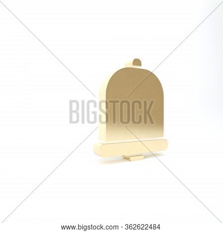Gold Church Bell Icon Isolated On White Background. Alarm Symbol, Service Bell, Handbell Sign, Notif