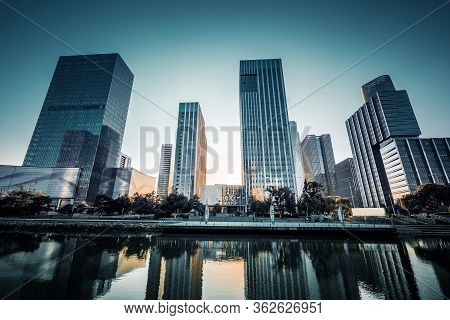Modern City Buildings And City Skyline In Ningbo, China
