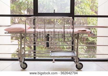 Empty Bed In The Hospital Emergency Department . Deluxe Private Ward. Equipped Hospital Room. Image 