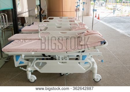 Empty Bed In The Hospital Emergency Department . Deluxe Private Ward. Equipped Hospital Room. Image 