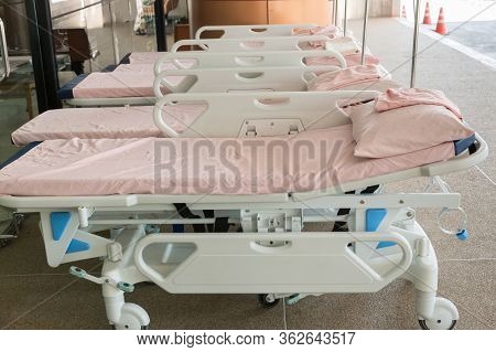 Empty Bed In The Hospital Emergency Department . Deluxe Private Ward. Equipped Hospital Room. Image 