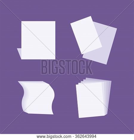 Blank Sheets Mock Up. Sheets For A Folder. Sheets In Different Angles. Flat Design. Vector Illustrat