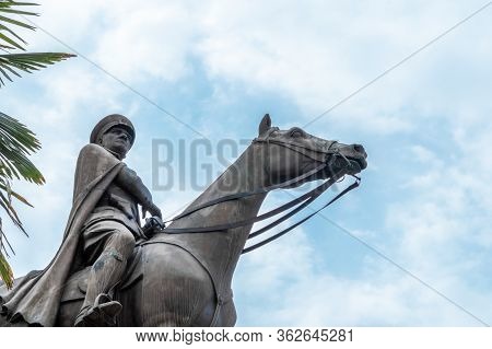 Bronze Memorial Statue Of Mustafa Kemal Ataturk, The Founder Of The Republic Of Turkey,  Over The Sk