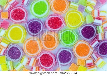 Colorful Jelly Candies. Juicy Colorful Jelly Sweets. Gummy Candies. Multi-color Marmalade Jelly Cand